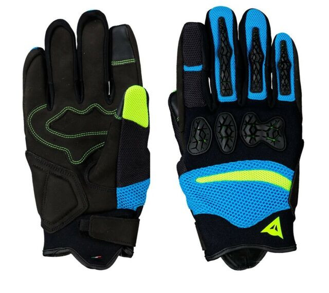 Перчатки текстильные Dainese Aerox Unisex, Black/Fire-Blue/Fluo-Yellow