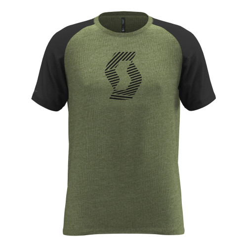 Футболка SCOTT 10 Icon Raglan green moss melange/black