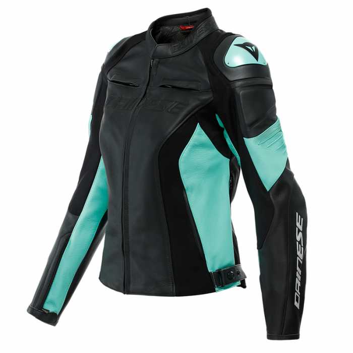 Куртка кож. DAINESE RACING 4 LADY PERF. BLACK/ACQUA-GREEN