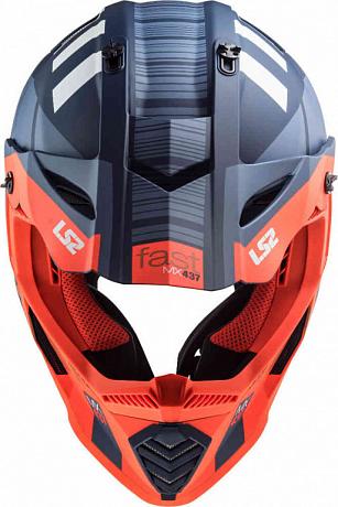 Кроссовый шлем LS2 MX437 Fast Evo XCode оранжевый/голубой M