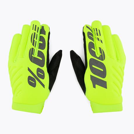 Мотоперчатки текстильные подростковые 100% Brisker Fluo Yellow/Black 2024 M