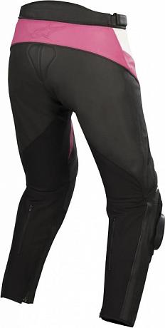 Брюки женские кожаные Alpinestars Stella Missile Pants, черно-бело-розовый