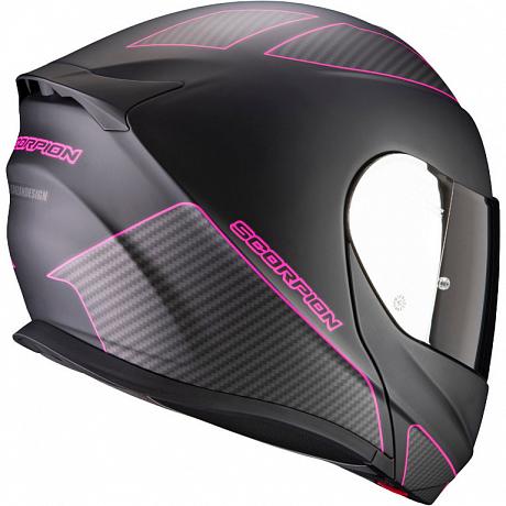 Мотошлем Scorpion Exo-920 Flux, цвет Черный Матовый/Розовый Матовый/Карбон