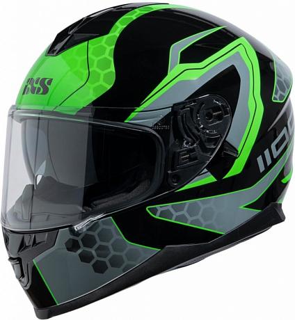 Шлем интеграл HX 1100 2.2 IXS Черно-Серо-Зеленый Глянцевый