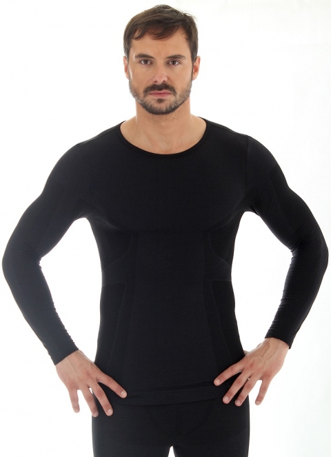 Термобелье (футболка мужская дл.рукав) Brubeck Comfort Wool, черный